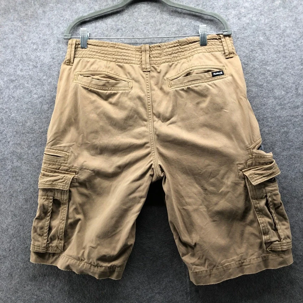 Vintage Y2K Hurley Cargo Shorts Mens 32 Tan Brown Southwestern Trim Surf Skate